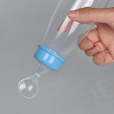 Useful Safety Silicone Baby Bottle With Spoon Food Supplement  Rice Paste Feeding Bottles  Convenient and practical 240ML