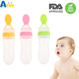 Safe Newborn Baby Feeding Bottle Toddler Silicone Squeeze Feeding Spoon Milk Cereal Bottle Baby Training Feeder Food Supplement