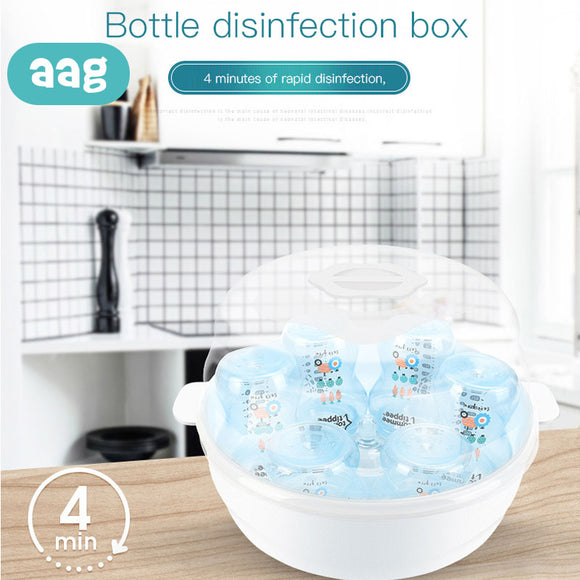 AAG Infant Bottle Safety Microwave Steam Sterilizer Set BPA Free Baby Bottle Sterilizer Nipples Pacifiers Disinfection Steam Box