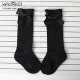 Combed Cotton Baby Socks Bow Lace Meia Baby Girls Socks Knee High Kids Infant Anti Slip Leg Warmers Socks Sweet Princess Socks