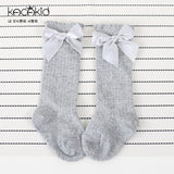 Combed Cotton Baby Socks Bow Lace Meia Baby Girls Socks Knee High Kids Infant Anti Slip Leg Warmers Socks Sweet Princess Socks